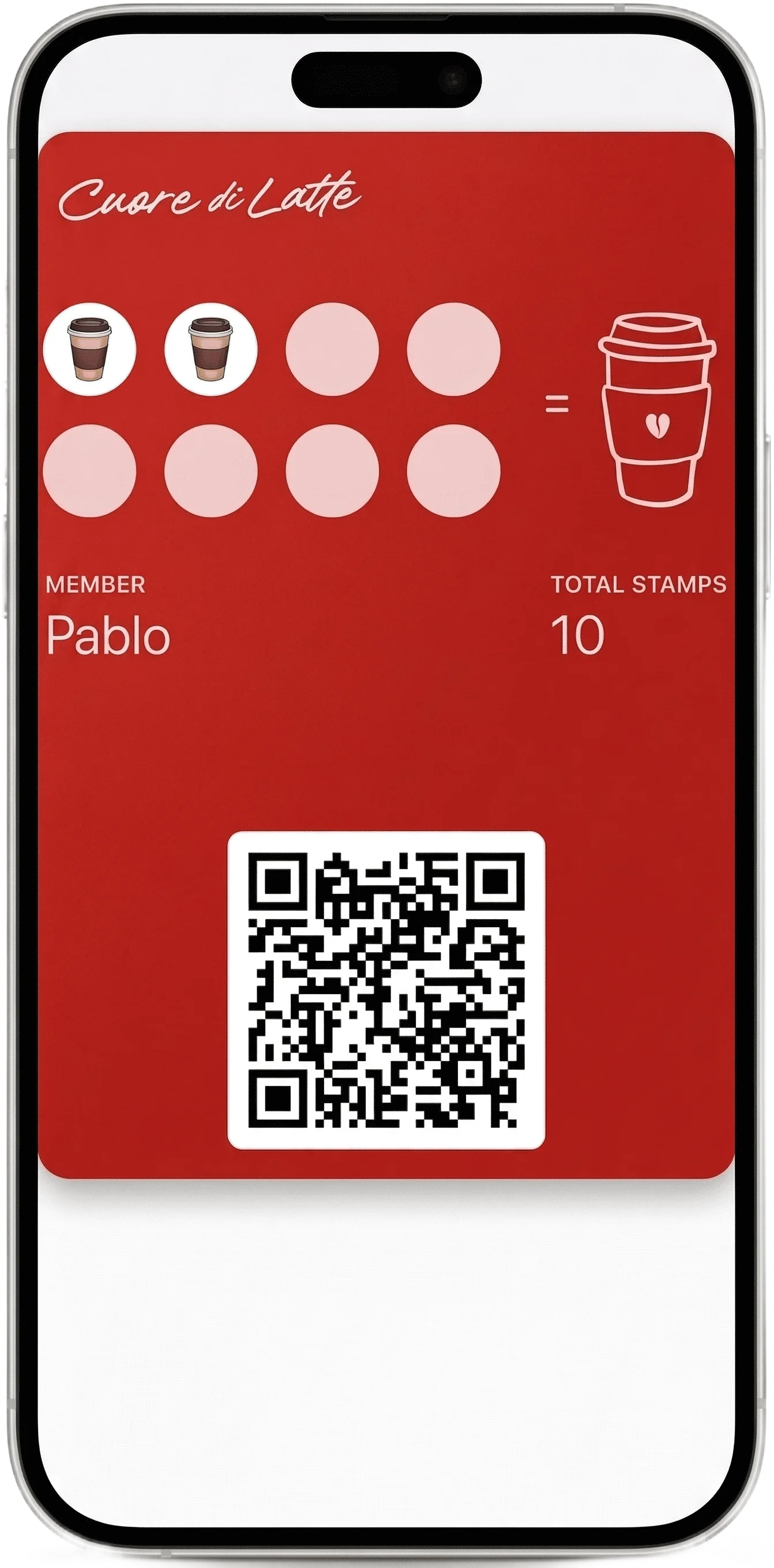 Apple Wallet loyalty card preview on an iPhone